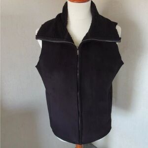Lauren Vest Black Faux Suede Sherpa Fleece Lined XL